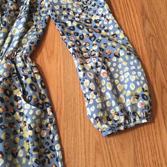 SOLD** Teal Animal Print Faux Wrap Mini Dress - Picture 3 of 6